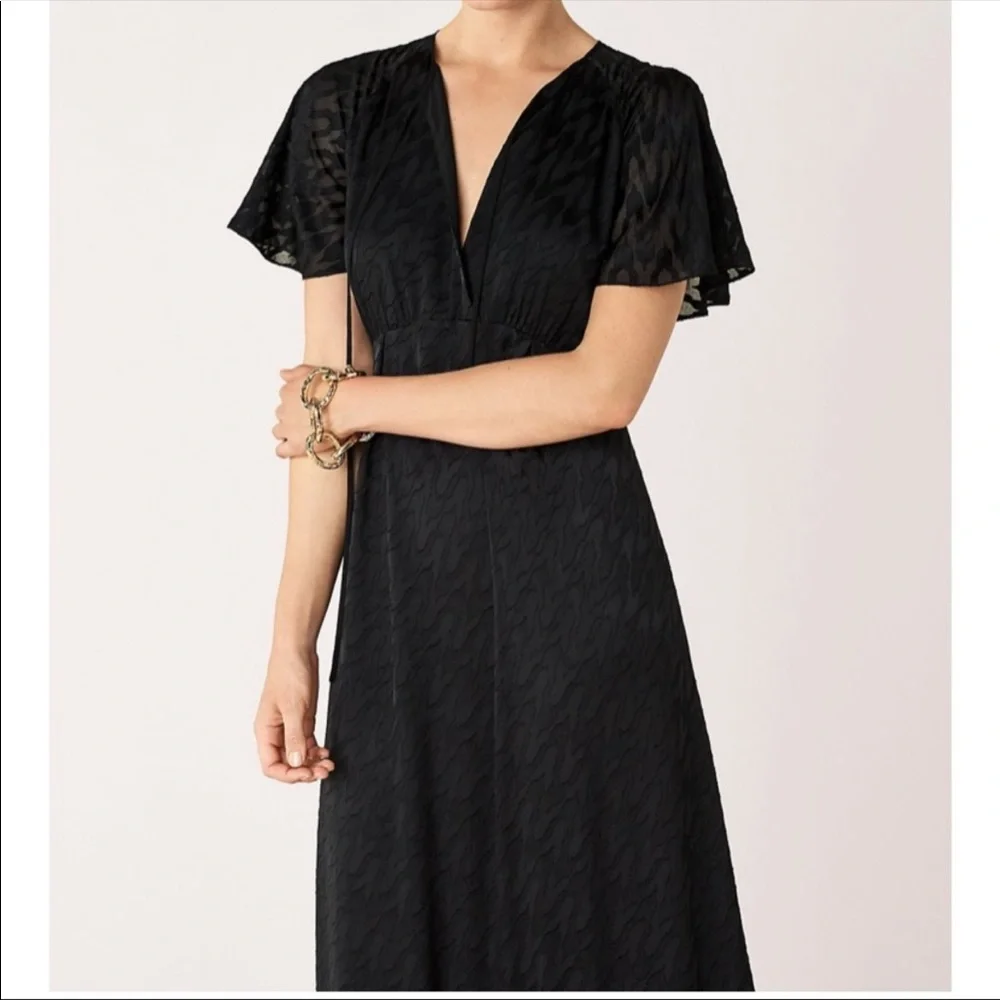 Diane Von Furstenberg Black Maxi Dress with Ruffle Hem